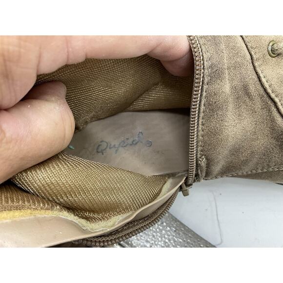 Qupid Boots Womens Size 8 Brown Knee High Lace Up Faux Suede Fleece Lined Zip - Picture 2 of 16